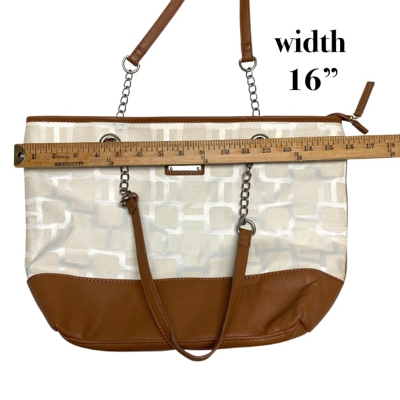 bag tote NINE WEST 10x16x4 canvas faux leather vegan shoulder straps - Picture 8 of 15